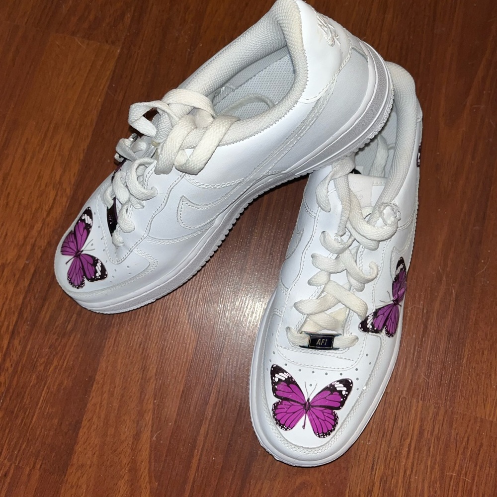 Customized air forces with butterflies from not geeks in Los Angeles